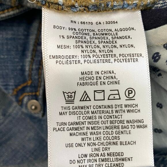 Anthropologie Pilcro Lace Embroidered Crop Jeans Women's Size 26 flare Bohemian - Picture 11 of 12